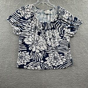 Womens Tropical Top 1X Floral Boho Coastal Stretch Relaxed Flowy Summer Vacation
